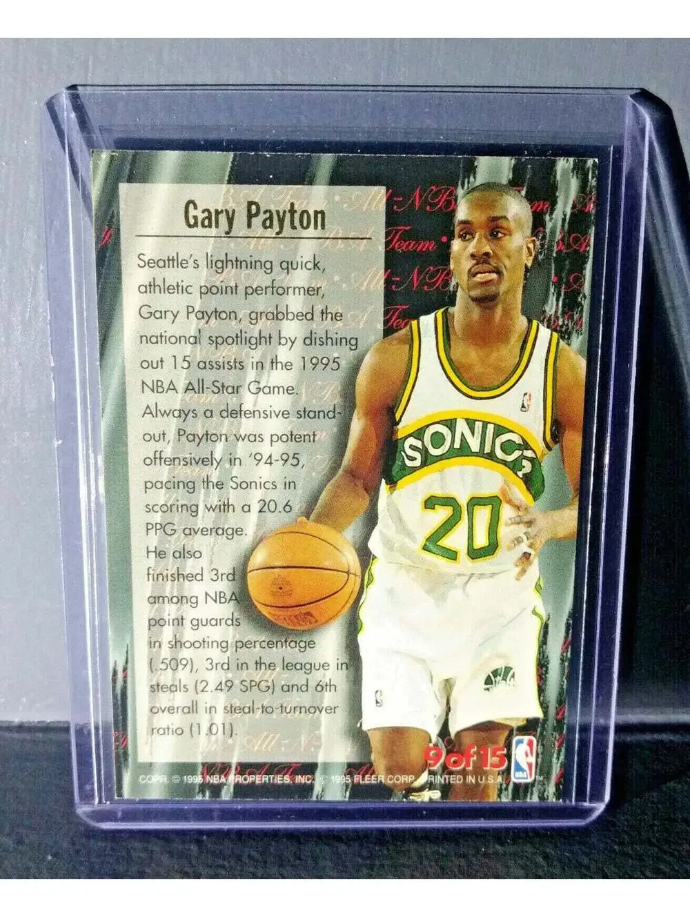 1995-96 Gary Payton Fleer Ultra All-NBA Team #9 Basketball Card